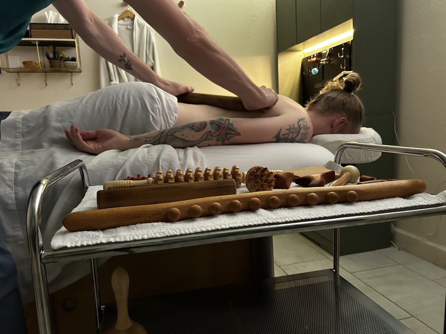 Wood Sculpt Body Bliss maderotherapy bamboo tool massage with sculpting instruments at Awaken Zen Spa in Mesa, AZ
